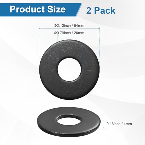 M METERXITY M20 flat washers, 54mm outer diameter, 4mm thick black galvanized 304 stainless steel, 2-pack