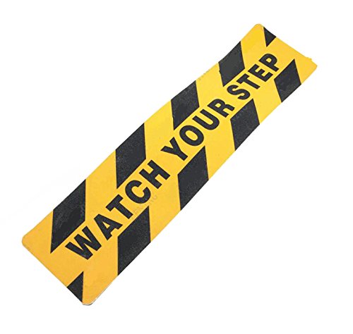 Printed Watch Your Step Black Yellow Anti Slip Tape 1.97 Inch x 16.4 Foot Anti-Slip Tape, Floor Tape,Stairs Tape,Safety Tape Roll