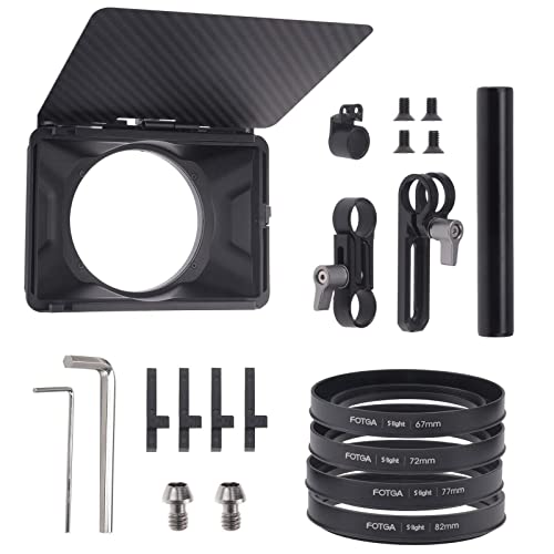 Runshuangyu Mini Lightweight Matte Box Clamp-On Lens Matte Box with Top Flag for DSLR Mirrorless Camera Compatible with 4x4 4x5.65 Filter (Standard Version) Standard Version