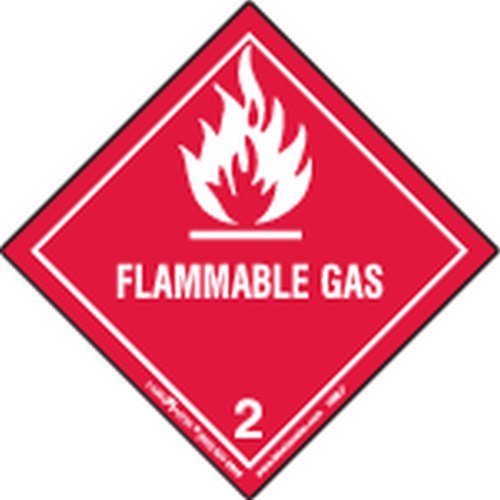 Labelmaster HML7S Flammable Gas Worded Label, Paper, Hazmat, 4" x 4" (Pack of 50)