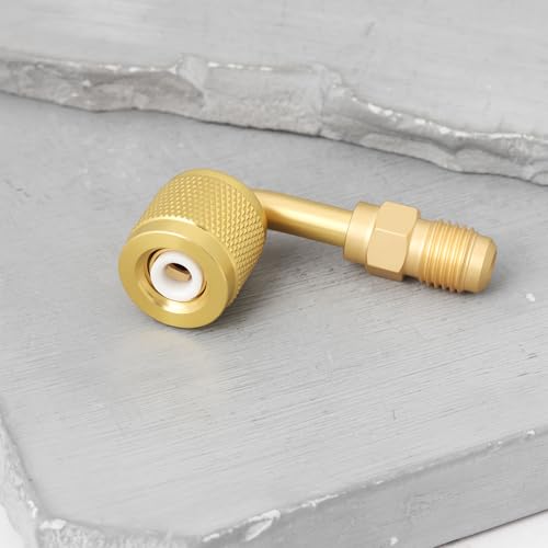 ECSiNG HVAC Refrigerant Can Adapter 1/4 in LH Female Thread to 1/4 in RH Male Thread 90° Elbow Compatible with A2L R454B R32 90-degree
