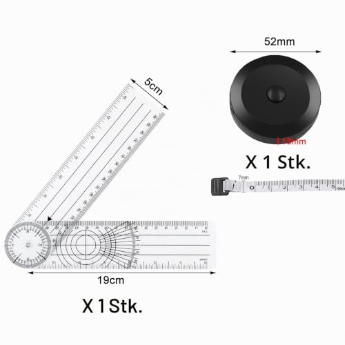 PVC Goniometer Physiotherapy and Tape Measure for Body Measurements Small Tape Measure | For Schneider 60 Inch 150 cm White Transparent 360° Rotation Protractor Physiotherapy Protractor Goniometer