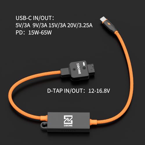 ZGCINE DT-PD D-Tap to USB-C PD Bidirectional Charger Cable 65W