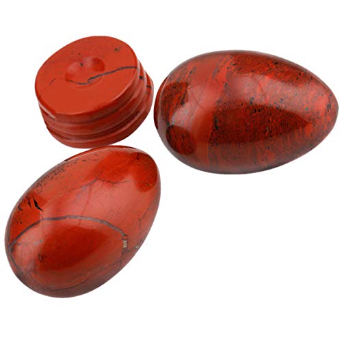 TUMBEELLUWA Carved Red Jasper Egg Shaped Crystal with Gemstone Stand