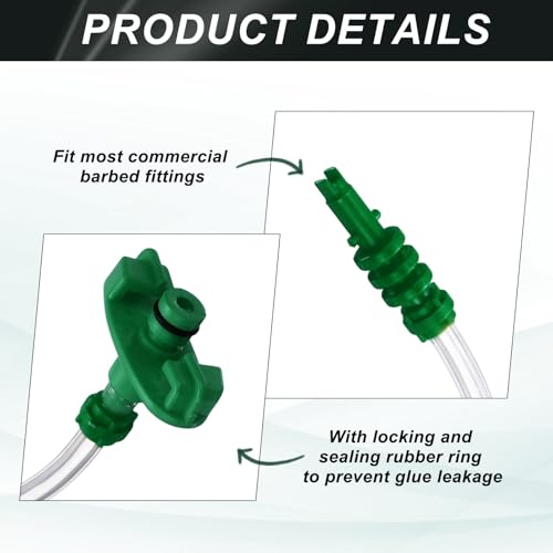 uxcell 55cc air tubing glue dispenser syringes kit with clear tube, piston, end cap and top hat, green, 2 pieces
