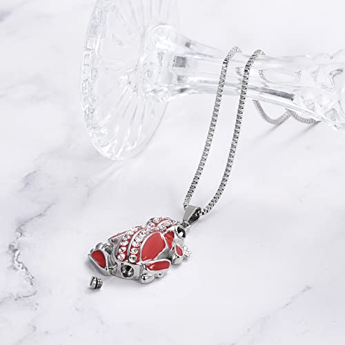 Animal Cremation Jewelry for Men Women Ashes Dinosaur/Frog/Elephant Urn Necklace Memorial Ashes Pendant for Human Pet Cat Dog Keepsake Gift Frog-red