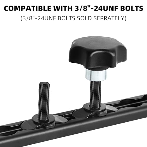 PALOZO L-Track fastening knobs, 3/8"-24UNF threaded, 6-pack for fully threaded rods and studs