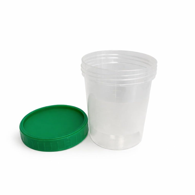 10 Urine Cups with Screw Lid, Sample Cup, Sample Container, Leak-Proof, Capacity 125 ml, Storage Cup, Graduated 20 ml to 100 ml, Polypropylene (PP), Sample Collection Container 10