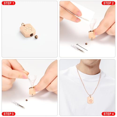 Personalized Ash Necklace for Pet - Custom Photo Text Flag Ashes Necklace Double-Sided Dogs Cats Urn Pendant for Ashes Cremation Memorial Keepsake Gift Rose Gold