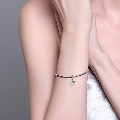 LONAGO Personalized Photo Charm for Bracelet Sterling Silver Customize Picture Charms Gift for Women Heart urn