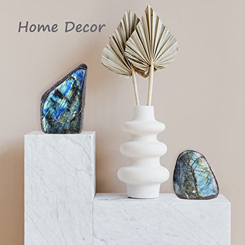 AMOYSTONE Single Decorative Stone Labradorite Polished Stone Slab Crystal Aura Healing Reiki Home Decor Small 0.8-1.3 LBS 0.8 ~ 1.3 LBS Labradorite a