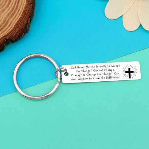 6PCS Inspirational Religious Gift for Women Men Christian Bible Verse Keyring Encouragement Keychain in Bulk Religious Baptism Faith Easter Prayer Gift Christian Confirmation Jewelry for Friends