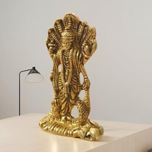 Brass Statue of Lord Satyanarayana (Sheshnag Vishnu) Hindu god Idol Sculpture Home Temple décor Gift Pooja Size: 4" Inch - 200 Grams
