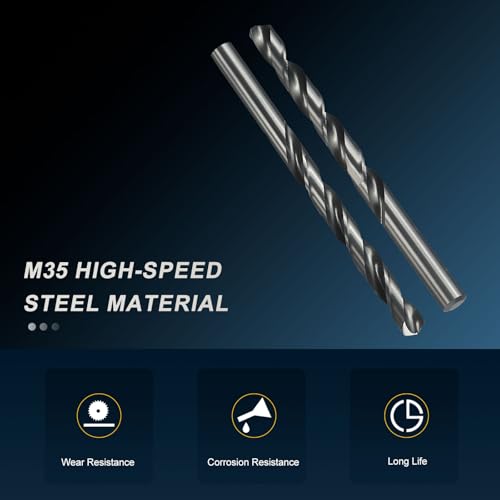 PATIKIL Letter U jobber drill bits, M35 nitriding black straight shank, 6-piece set