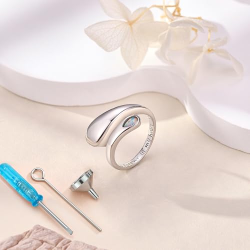 Urn Ring for Ashes 925 Sterling Silver Opal Ash Ring Memorial Cremation Jewelry For Women Bereavement Keepsakes Gift for Loss of a Loved One 8
