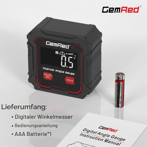 GemRed Digital Protractor Inclinometer ±0.1° Accuracy | IP54 Waterproof, VA LCD Display, Magnetic Digital Spirit Level for Woodworking, Construction, Decoration, DIY