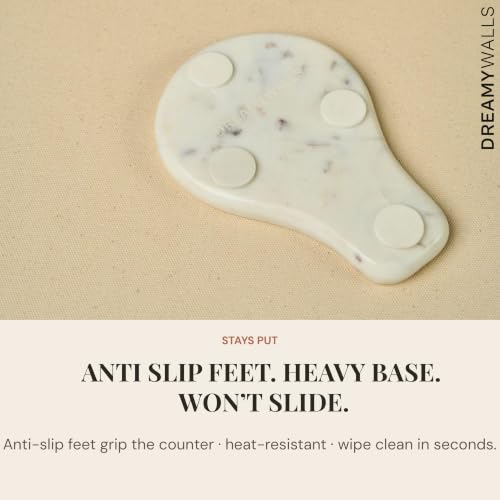 Marble Spoon Rest –Kitchen Utensil Holder, Heat-Resistant & Non-Slip Base – Marble Accessory for Stove Top & Countertop, Elegant Gift