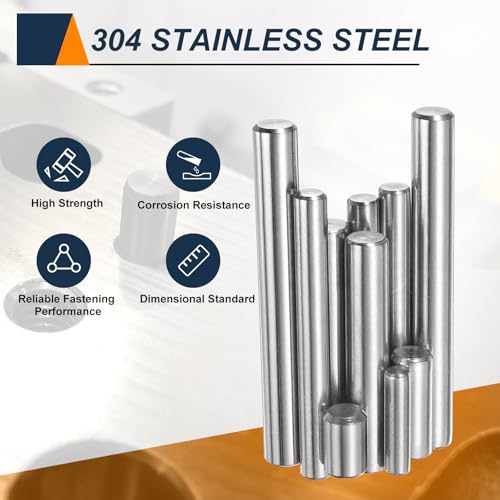 HARFINGTON 15pcs Dowel Pins M8(8mm) x 80mm 304 Stainless Steel Cylindrical Shelf Support Peg Pin Rod Fasten Elements for Metal Devices Wood Furniture DIY Installation, Silver M8 x 80mm 15