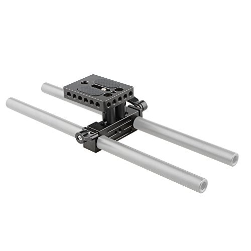 CAMVATE DSLR Baseplate Mount with Railblock Height Riser for 15mm Rail Rod Support System - 1237