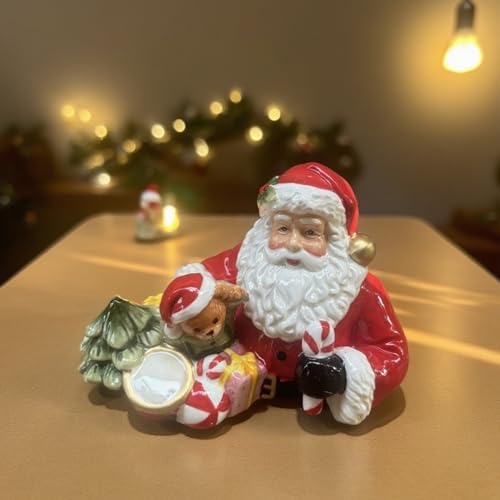 Ceramic Christmas Storage Container With Lid Candy and Cook Jar ，3D Hand-painted Santa Claus Design