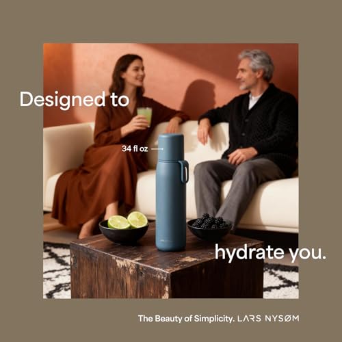 LARS NYSØM Stainless Steel Thermo Water Bottle 25oz - Coffee Thermo Carbon Black 25.4 Ounces