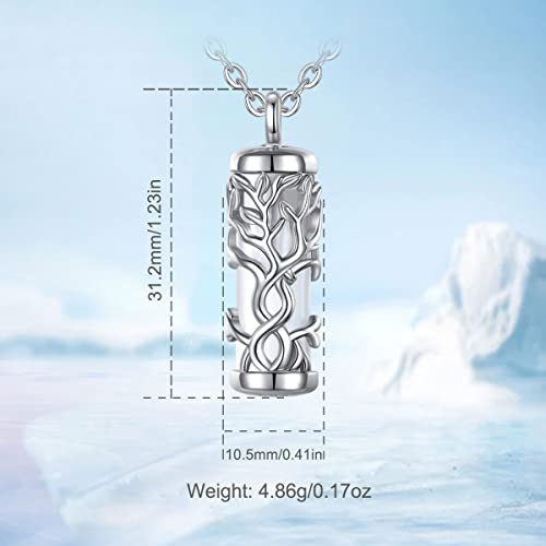 Urn Necklace for Ashes 925 Sterling Silver, Cremation Jewellery for Ashes Necklaces Tree of Life Pendant for Ashes Funeral Memorial Gift for Human Pets Ashes, 20inch