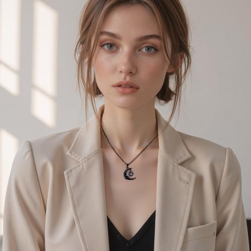 Cremation Jewelry for Ashes Pendant Urn Necklace Moon and Sun and Rosewith Mini Keepsake Human for Women Men Loved Ones Black