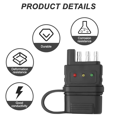 XMSJSIY 4-way flat trailer wiring tester connector with 4-pin male and female plugs
