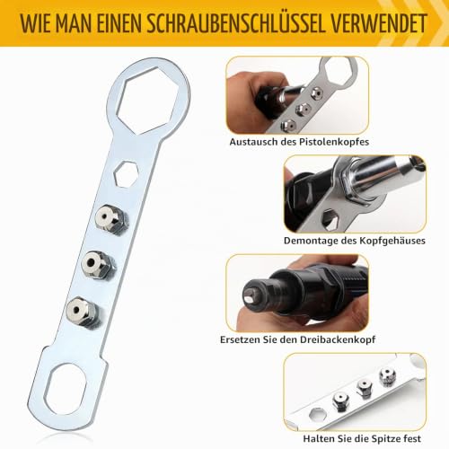 Rivet Attachment for Cordless Screwdrivers and Drills | Rivet pliers, blind rivet adapter, with 40 rivets, for 2.4/3.2/4.0/4.8 mm rivets