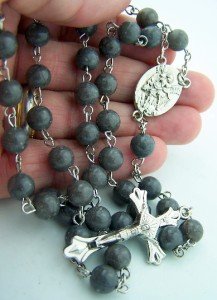 Religious Gifts Acrylic Marble Tone Prayer Bead Archangel Saint Michael Rosary, 22 Inch