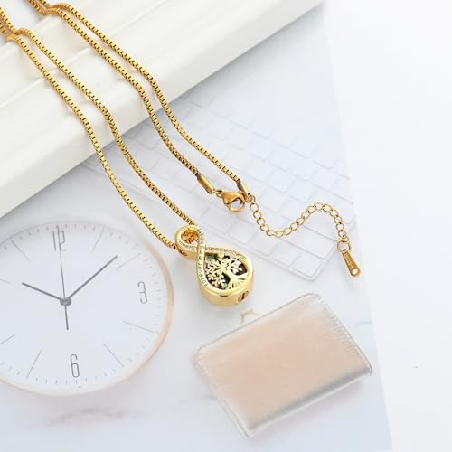 Abalone Shell Infinity Urn Necklaces for Ashes Tree of Life Cremation Memorial Ashes Pendant for Men Women Stainless Steel Loved One Cremation Jewellery Keepsakes Necklaces Gold