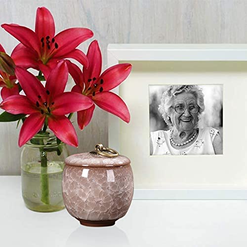 Small Urns for Human Ashes, Ceramic Memorial Mini Ashes Urns, Hold 5.5 Cubic Inches of Ashes, Beautiful Mini Sharing Funeral Urns with Exquisite Box (White) White&m