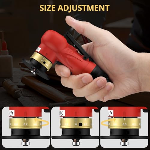 AMTOVL red pneumatic chamfering tool with 6 C-angle and 6 R-angle blades for deburring cutters