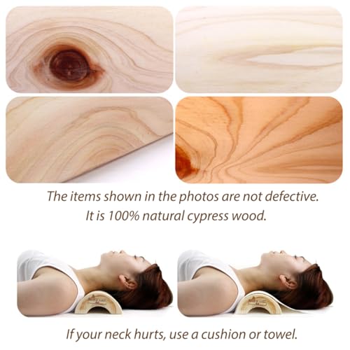 DEAD SKIN Wooden Pillow Hinoki Semicircular Pillow Made of Hinoki Cypress for Stiff Neck_11.8 inch x 2.16 inch