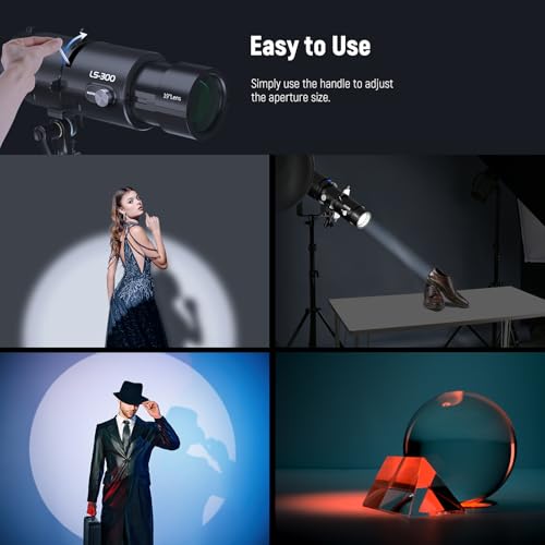 NEEWER Iris Shutter for LS-300 Spotlight Snoot Only, Heat Resistant 5-60mm Adjustable Aperture Leaf Blade Shutter Diaphragm for Studio Continuous Output Lighting LED Video Light Spot Control, CSS3
