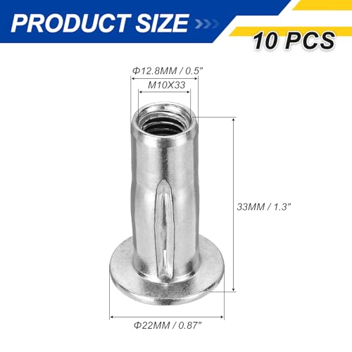 10Pcs Multi Grip Rivet Nuts M10x33 Nuts 304 Stainless Steel 10