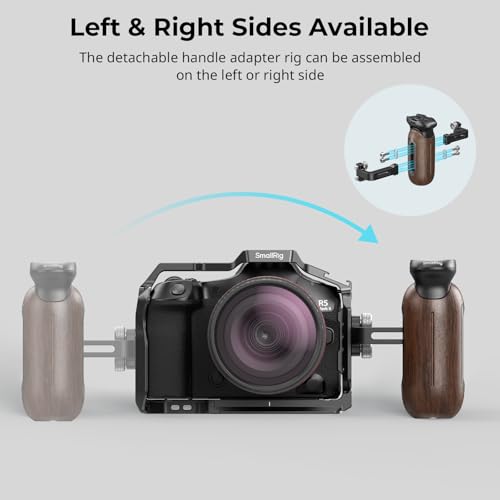 SmallRig Wooden Side Handle for Camera Cages with 1/4"-20 Threaded Holes, Left or Right Side Ergonomic Handgrip, 28mm / 1.1in Vertical Adjustment, 15kg / 33.1lb Load Capacity with 1/4"-20 Screws