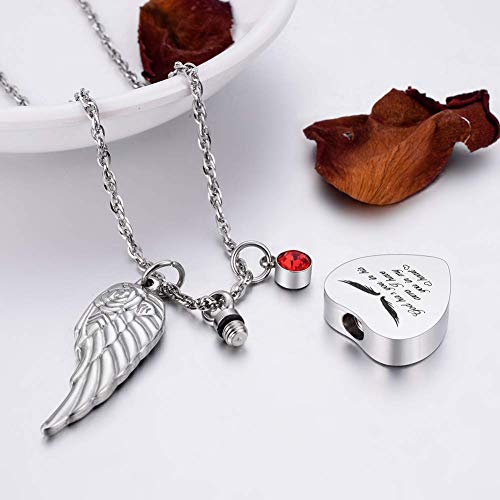 Dletay Heart Urn Necklace for Ashes with 12 Birthstones Cremation Jewelry for Ashes