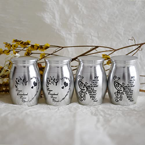 Aluminium Mini Urns - Set of 4, 1.57 Inch High, Keepsake Urns for Human/Pet Ashes Silver