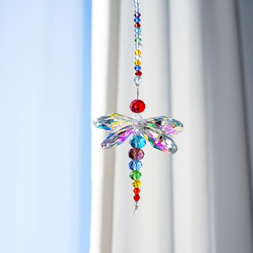 8 Inch Dragonfly Crystal Suncatcher Hanging Ornament Window Decor 1