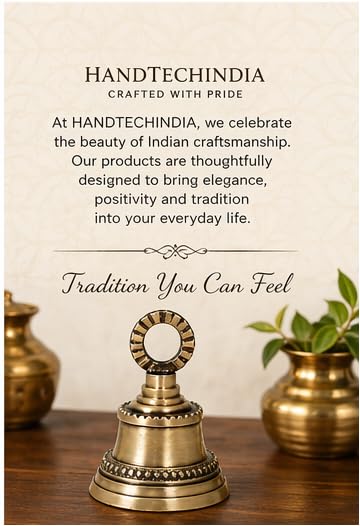 Traditional Carved Mini Brass Bell for Prayer, Feng Shui, Home Temple, Handcrafted Antique Brass, 2 Inch Height for Rituals, Sound Healing, Meditation & Decor Pack of 5