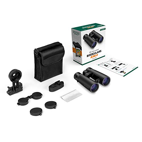 Amcrest 10x42 Roof Prism Binoculars for Adults, HD Professional Binoculars for Bird Watching, Travel, Stargazing, Hunting, Concerts, Sports, BAK-4 Prisms, Smart Phone Adaptor for Photography