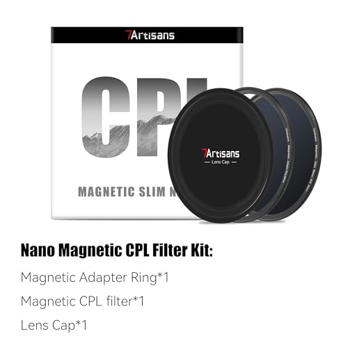 7artisans Nano Magnetic Filter UV Filter ND Light Reduction Filter/CPL Polarization Filter/GND Gradient Filter/Black Mist 1/4 Portrait Photography Filter Suitable for Lens(72mm CPL) 72mm Magnetic CPL