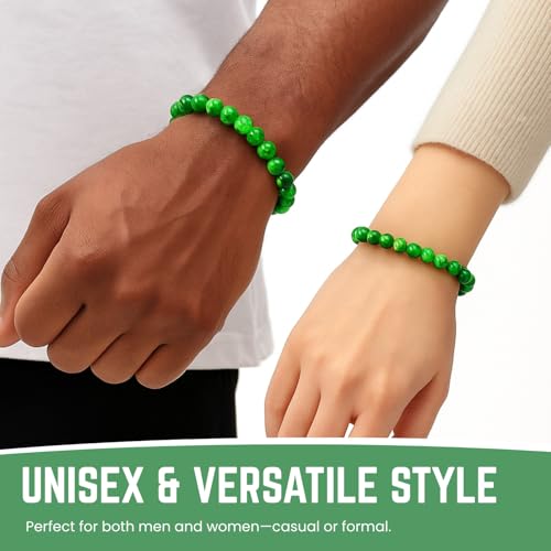 Jade Bracelet for Women & Men - Natural Green Jade Bracelet with 8mm Round Beads, Handmade Adjustable Healing Crystal Jewelry for Spiritual Balance, Luck, Wealth & Protection, Gift for Christmas