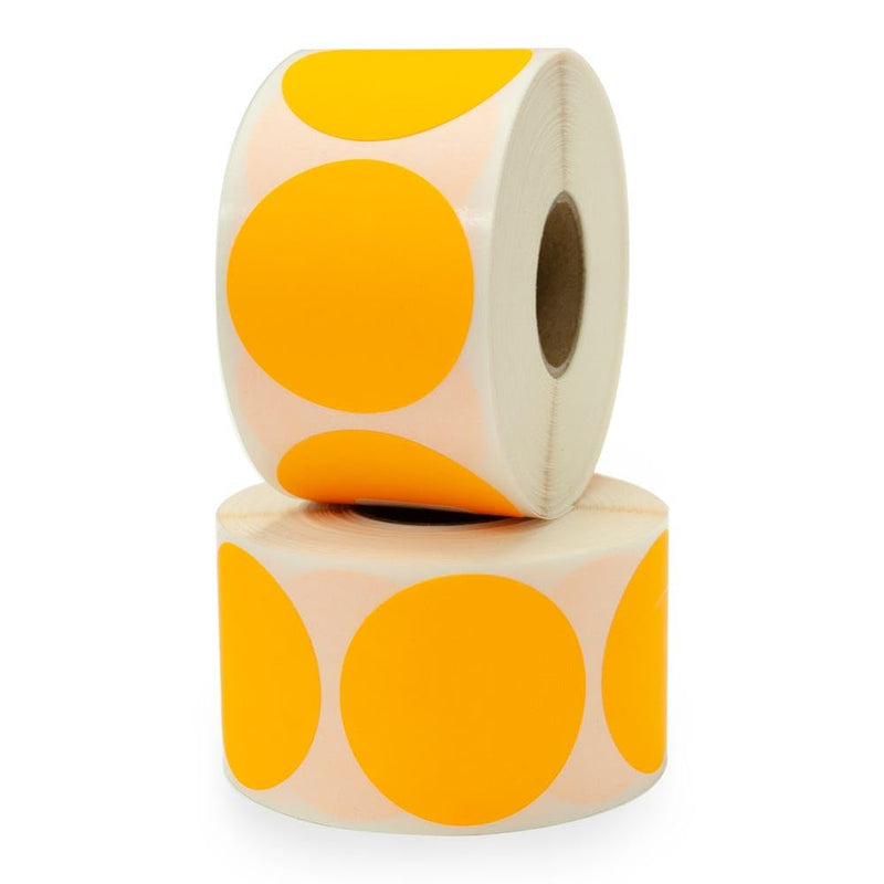 1.5” Fluorescent Orange Dot Stickers - 500 Stickers/Roll | Point of Sale Labels - Garage Sale, Markets, & Inventory | LabelValue Brand