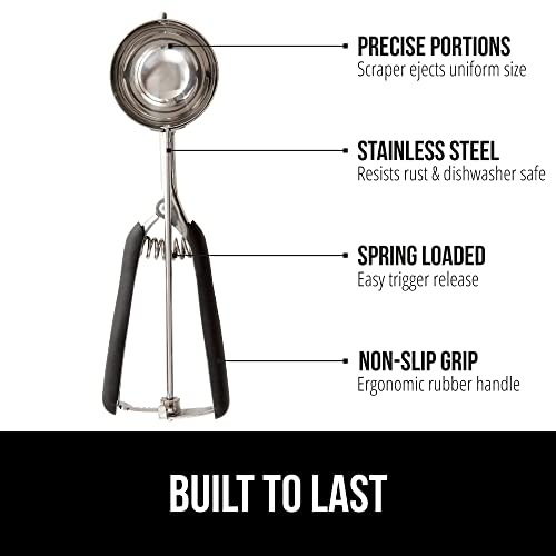 GORILLA GRIP 304 Stainless Steel Cookie Scoop, 3 Pack 1, 2, 3 TBSP, Black 1 + 2 + 3 TBSP (3 Pack)