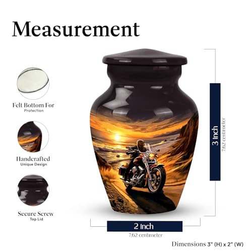 Motorcycle Mini Urn, 3 Inch Small Urn for Ashes, Cremation Urns for Adults CLS-3 Inch, 1 Pc