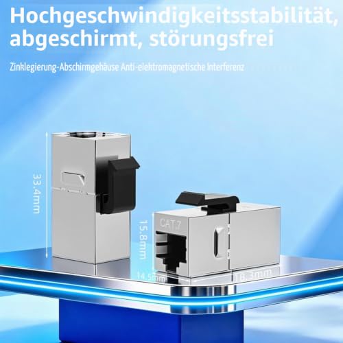 OFFCUP 5X CAT7 Keystone Module RJ45 10Gbps Toolless Snap-in | Network Module for CAT6 CAT6a CAT5e CAT5 Ethernet Connector Patch Panel Network Socket 5 Items