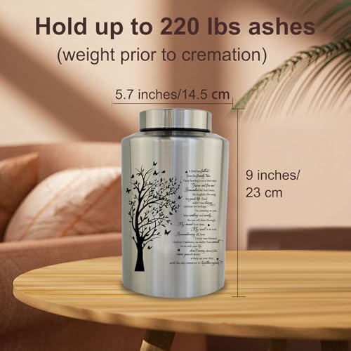Large Cremation Urns for Human Ashes, for Adult Female & Male Large 220 lbs Tree of Life