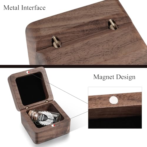 SOITIS Wooden Box for Ashes Glass Small Urn for Human Ashes Keepsake Wings White